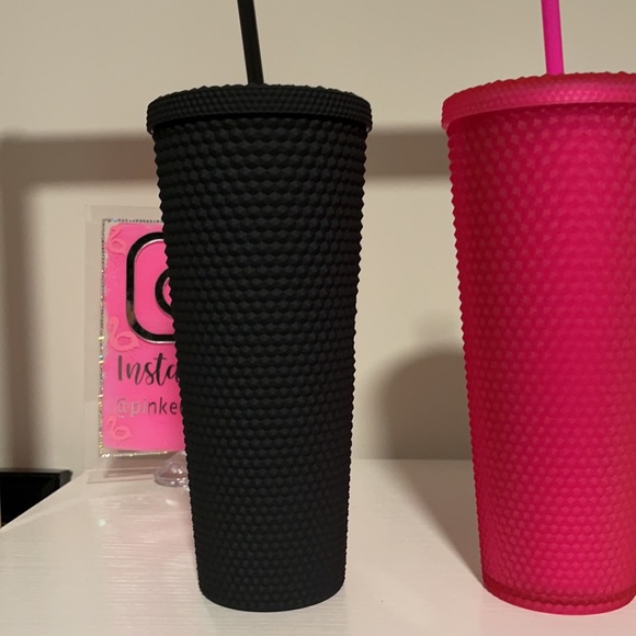 NEW STARBUCKS PINK STUDDED TUMBLER & BLACK STUDDED TUMBLER 24 OZ VENTI - Picture 5 of 6